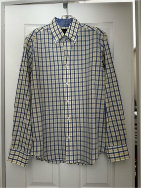 Lightweight Yellow & Blue Plaid Button-Down Shirt